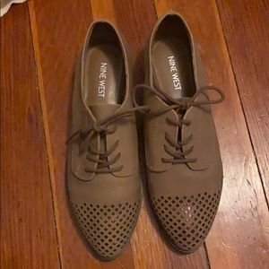 NINE WEST BROWN LEATHER LOAFERS